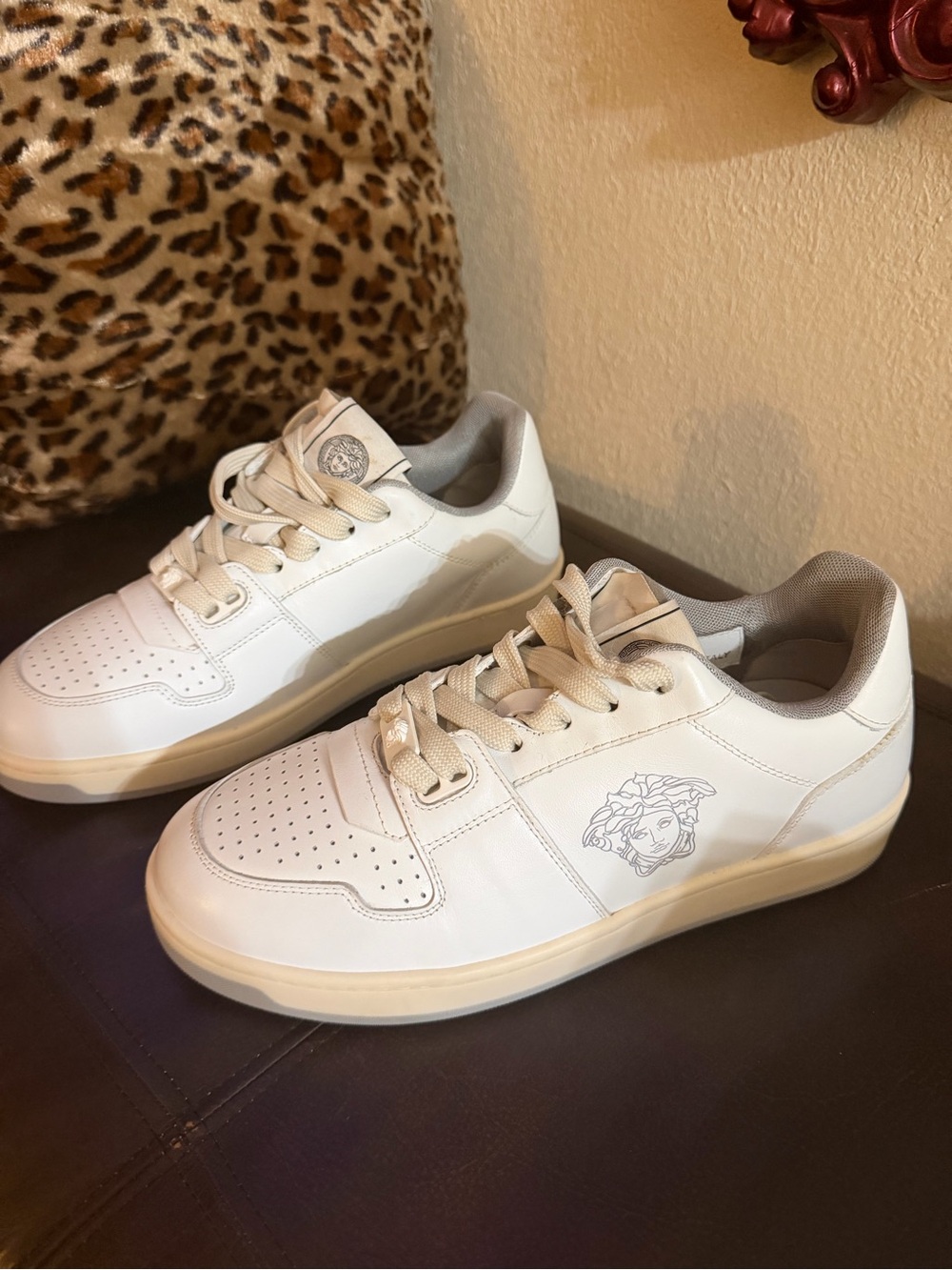 Versace White Leather Low-Top Sneakers with Medusa Detail